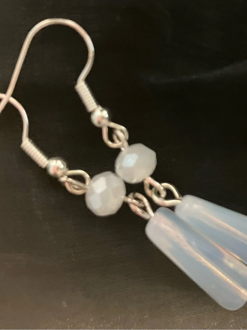 Delicate Opalite Drop Earrings - Light White Milky Glass